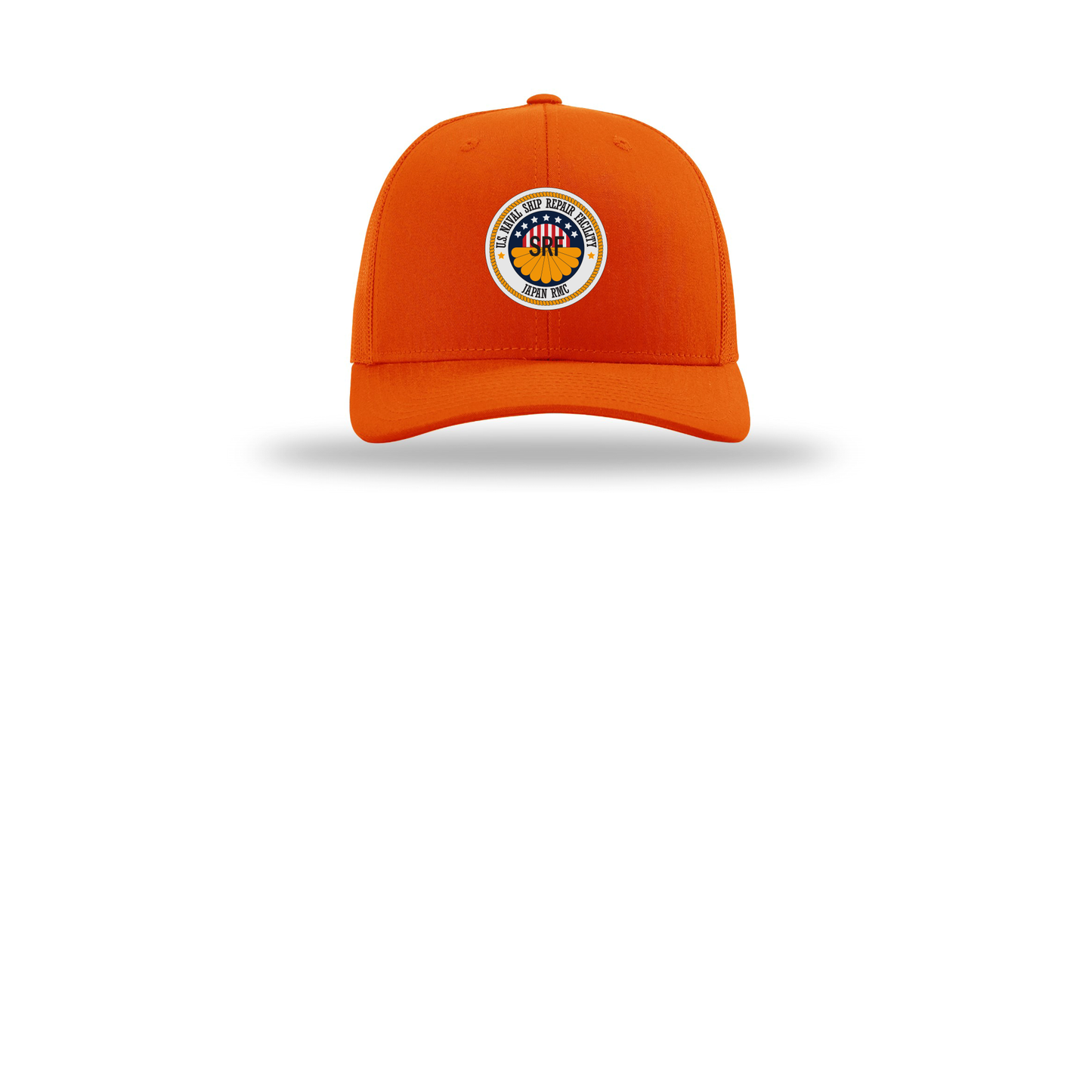 srf-jrmc-richardson-trucker-cap-embroidery-capfront-R112-orange-flat-front