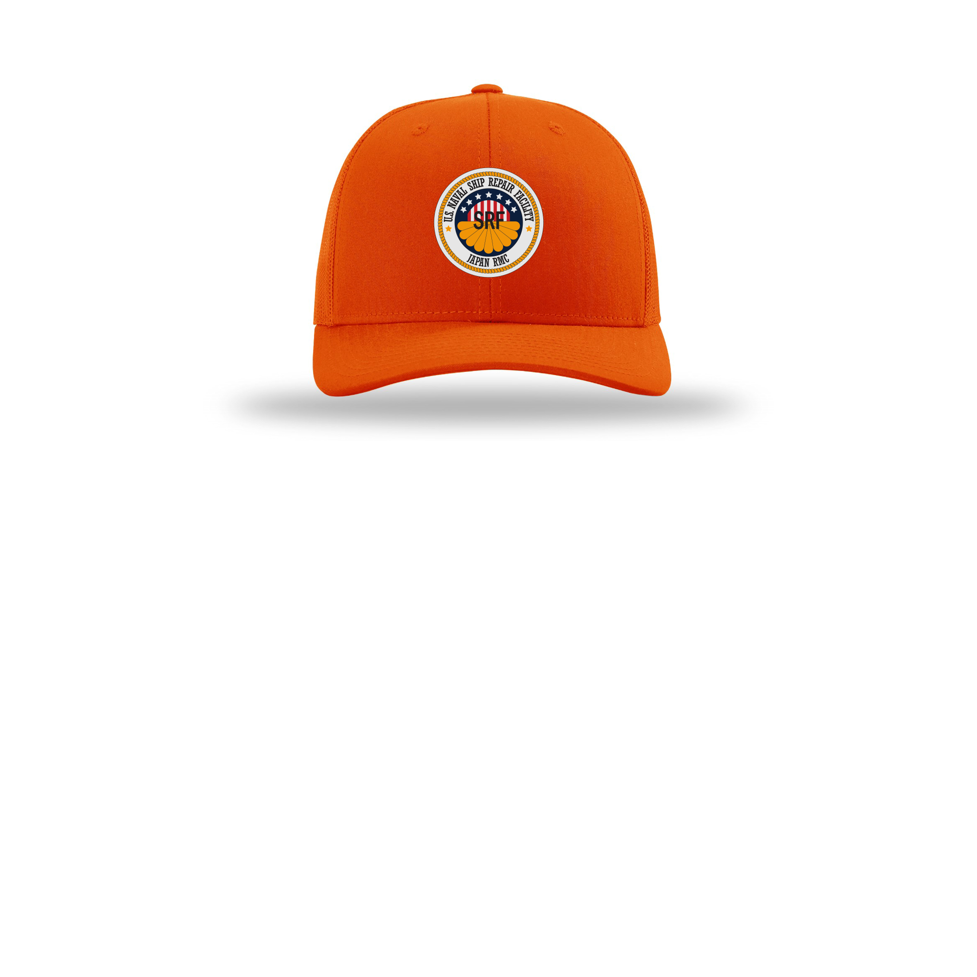 srf-jrmc-richardson-trucker-cap-embroidery-capfront-R112-orange-flat-front