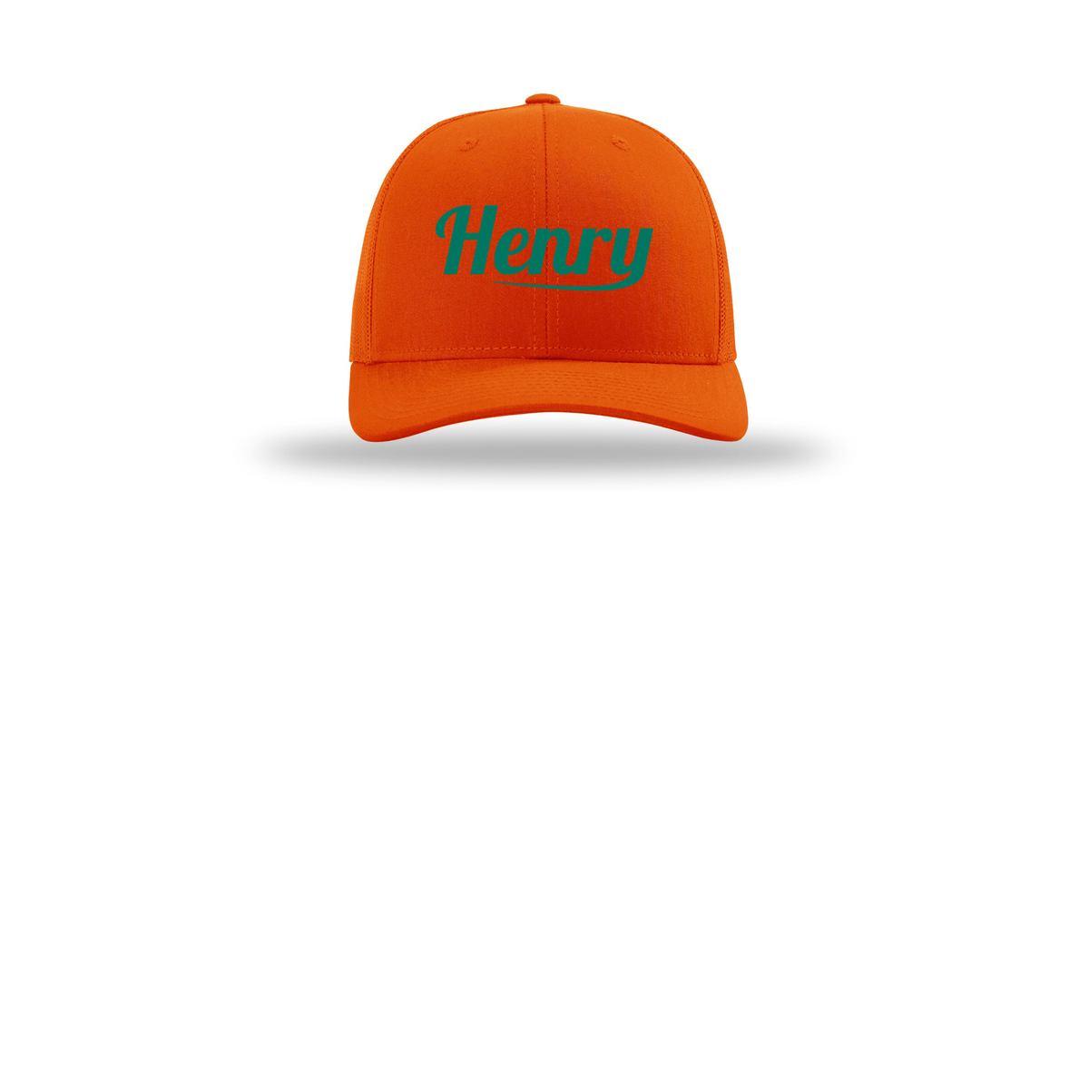 henrymeds-richardson-trucker-cap-embroidery-capfront-R112-orange-flat-front