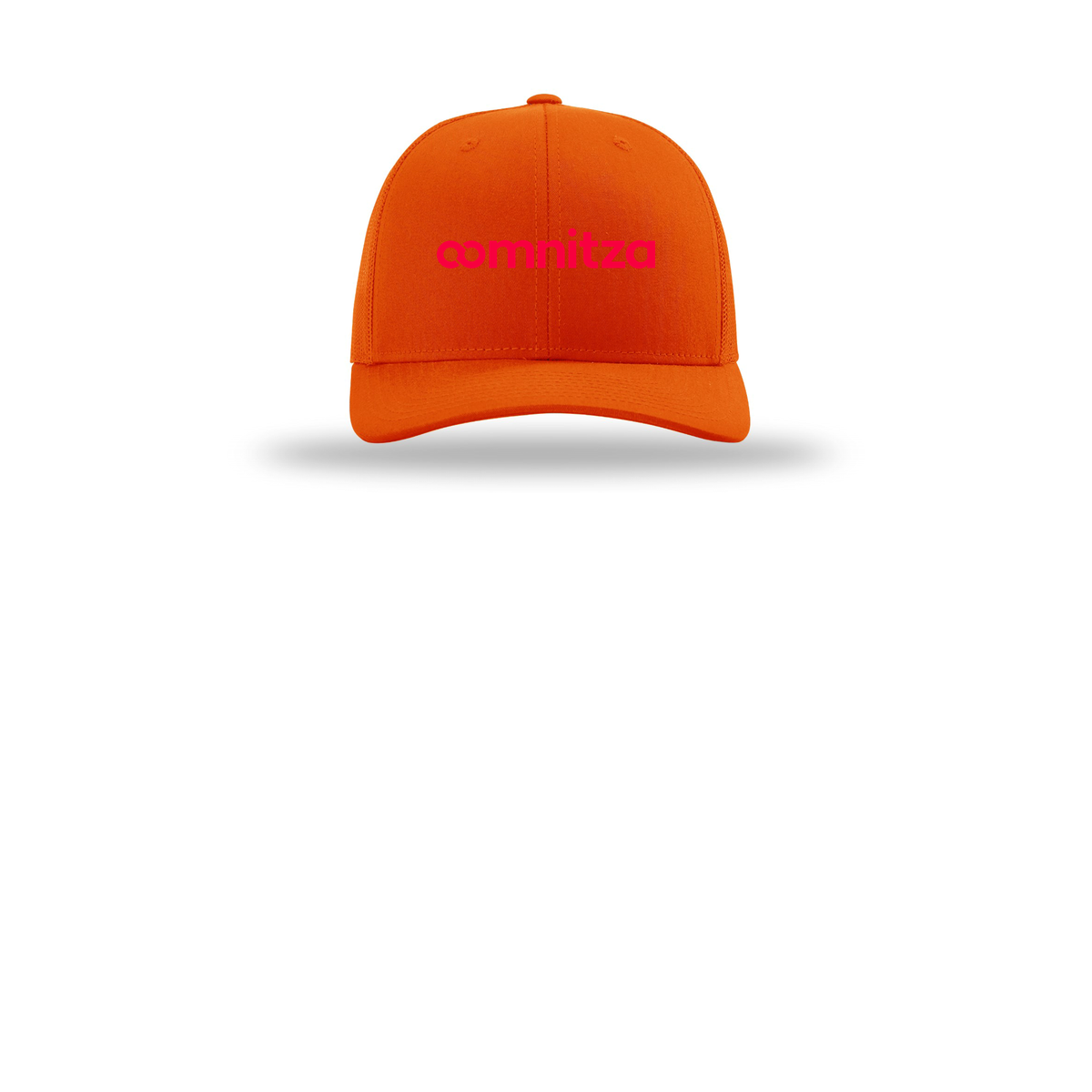 oomnitza-richardson-trucker-cap-embroidery-capfront-R112-orange-flat-front