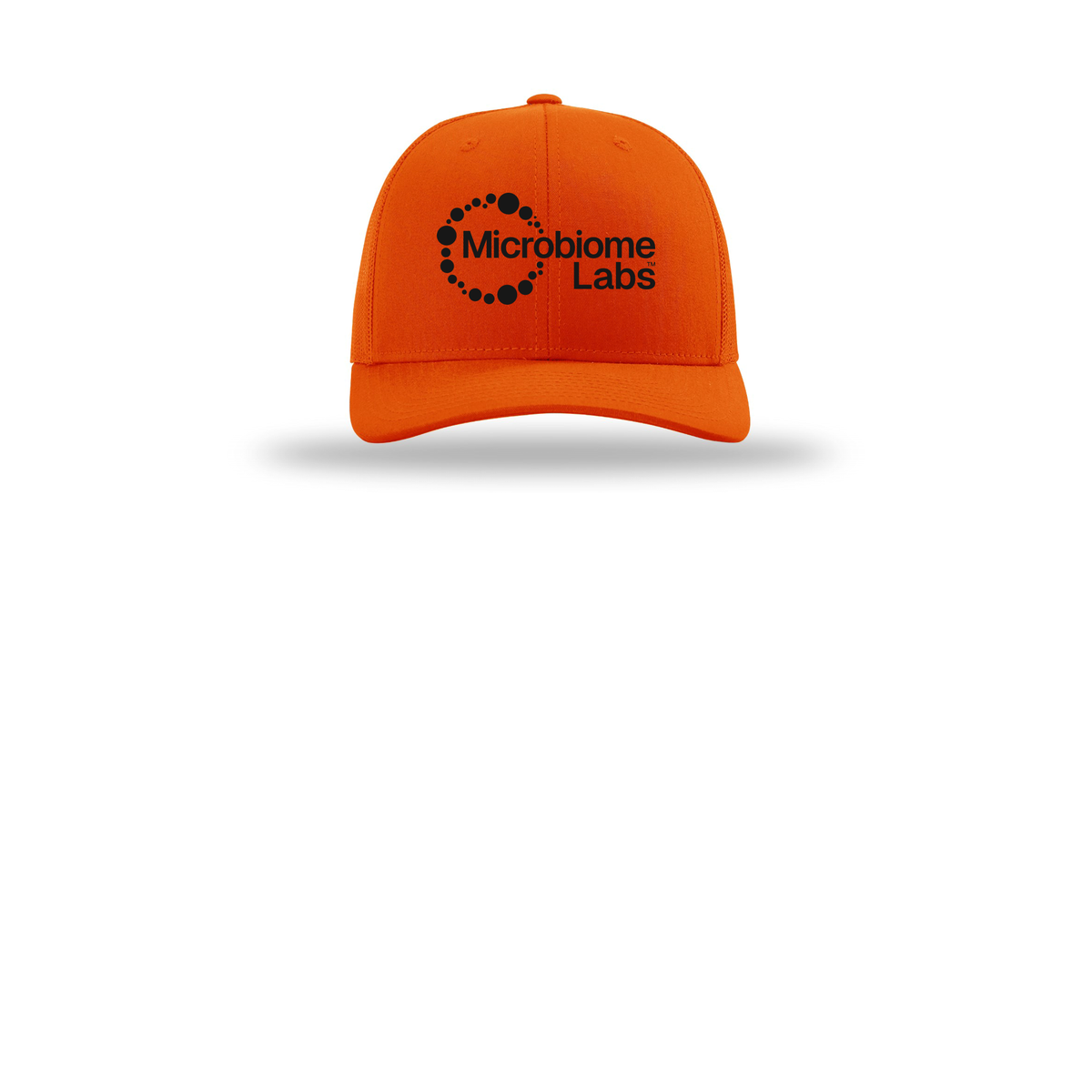 microbiomelabs-richardson-trucker-cap-embroidery-capfront-R112-orange-flat-front