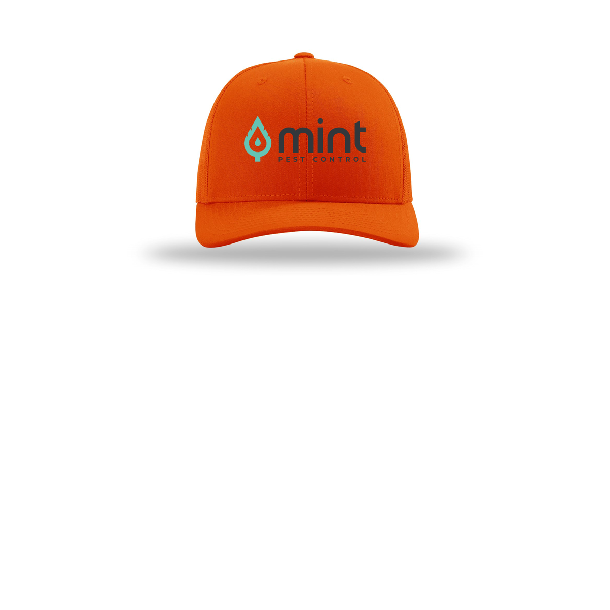 mintpest-richardson-trucker-cap-embroidery-capfront-R112-orange-flat-front