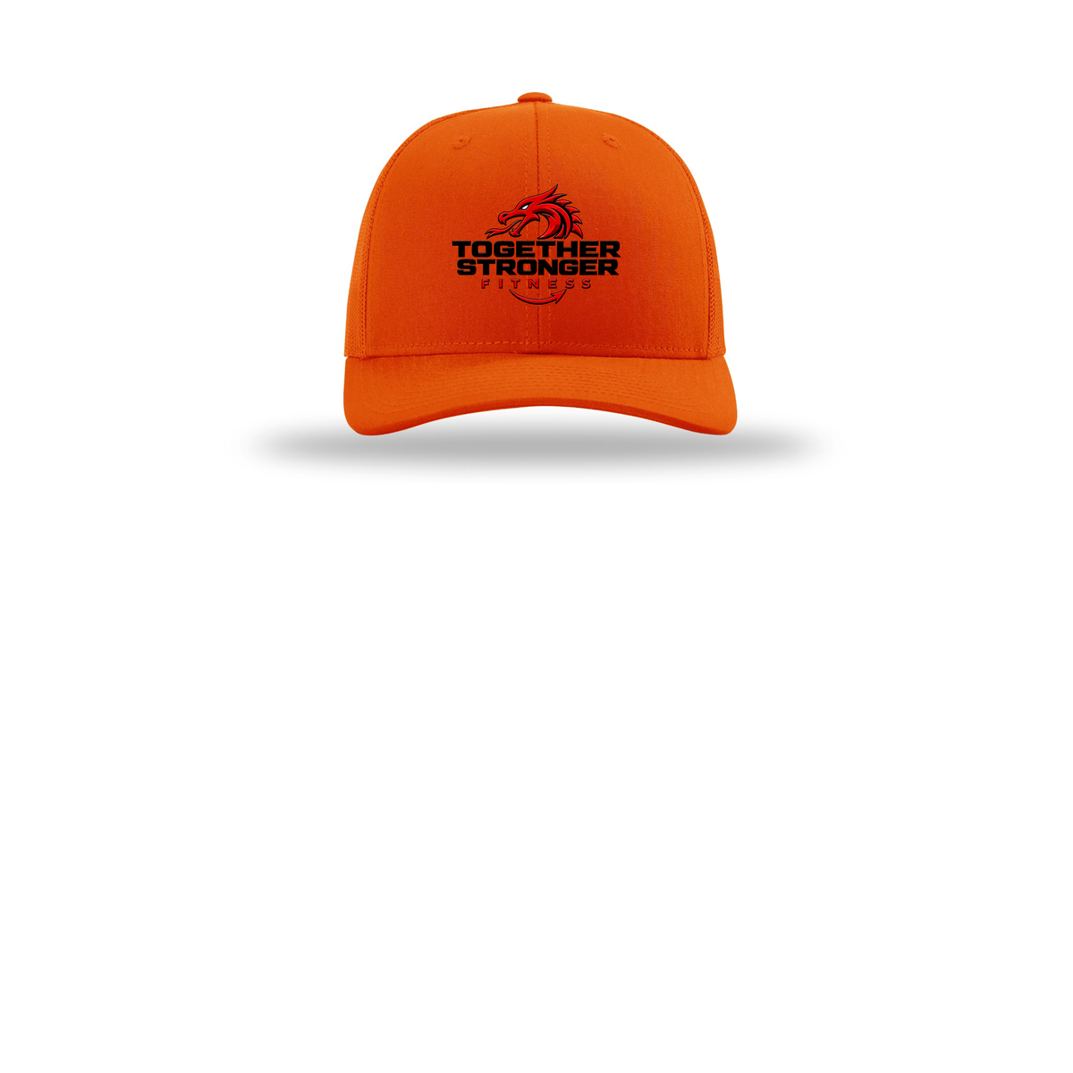 togetherstrongerfitness-richardson-trucker-cap-embroidery-capfront-R112-orange-flat-front