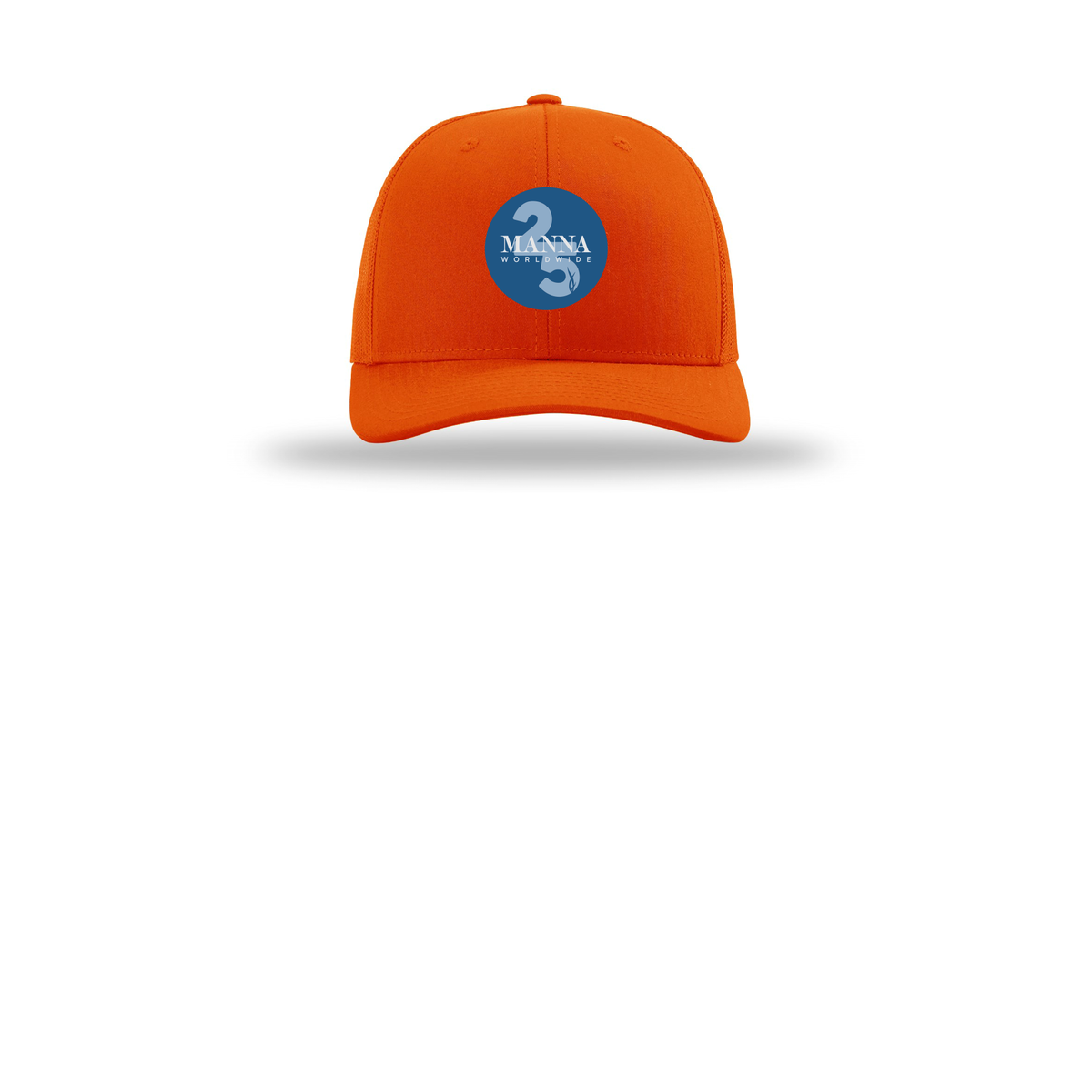 mannaworldwide-richardson-trucker-cap-embroidery-capfront-R112-orange-flat-front