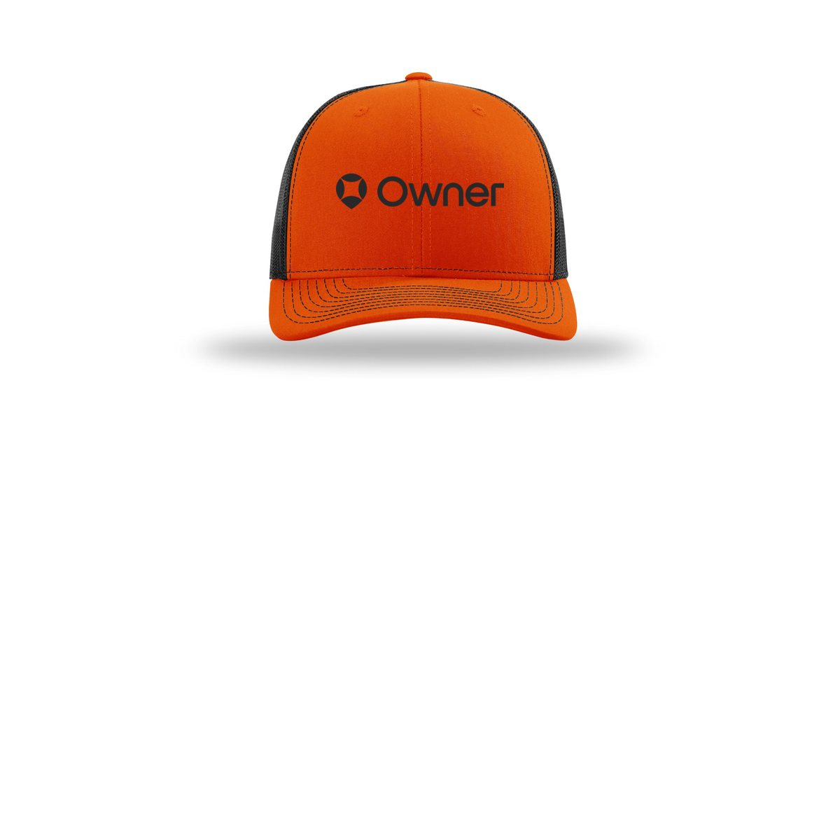 owner-richardson-trucker-cap-embroidery-capfront-R112-orangeblack-flat-front