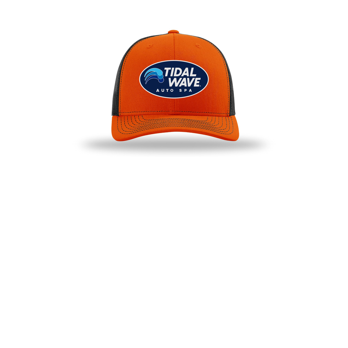 tidalwaveautospa-richardson-trucker-cap-embroidery-capfront-R112-orangeblack-flat-front
