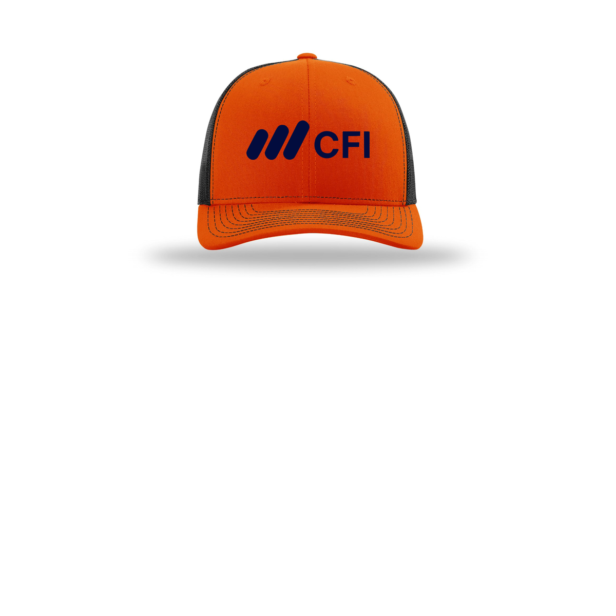 corporatefinanceinstitute-richardson-trucker-cap-embroidery-capfront-R112-orangeblack-flat-front