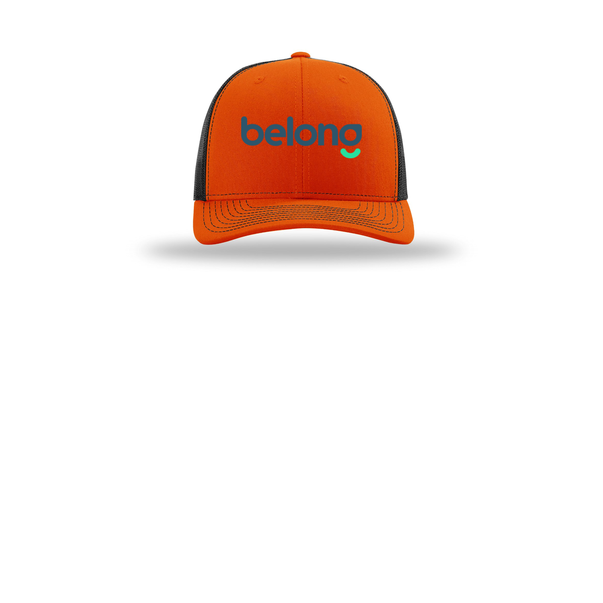 belonghome-richardson-trucker-cap-embroidery-capfront-R112-orangeblack-flat-front