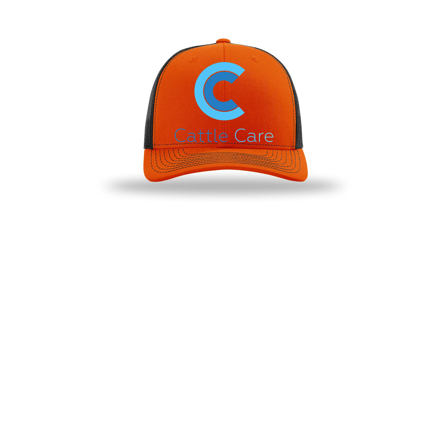 cattle-care-richardson-trucker-cap-embroidery-capfront-R112-orangeblack-flat-front