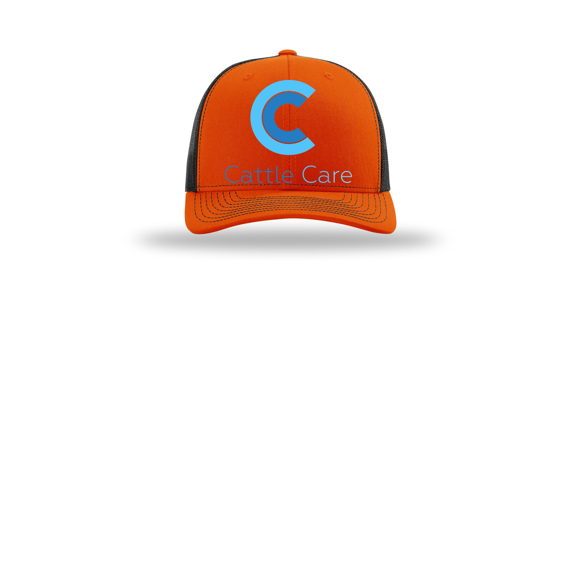 cattle-care-richardson-trucker-cap-embroidery-capfront-R112-orangeblack-flat-front