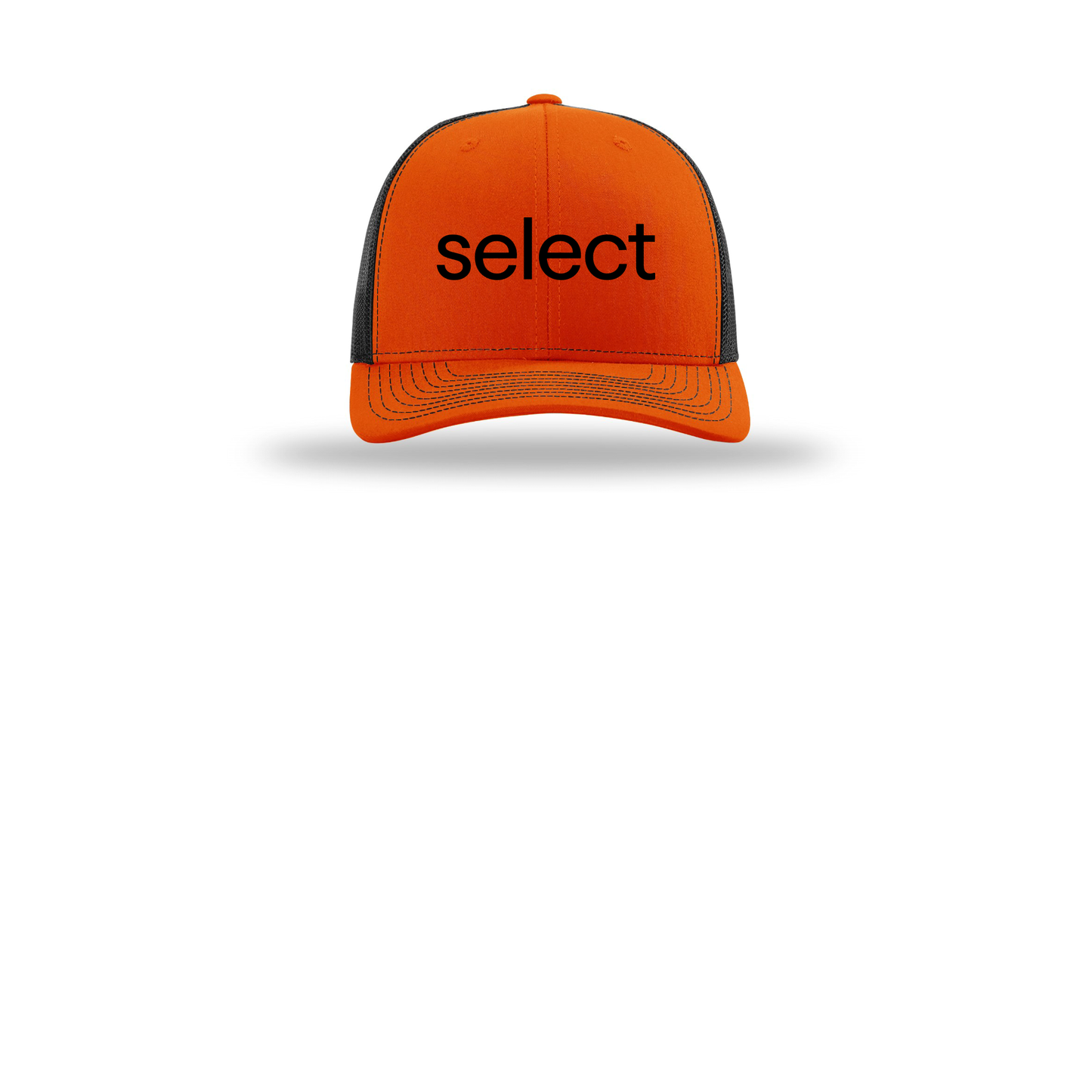 meetselect-richardson-trucker-cap-embroidery-capfront-R112-orangeblack-flat-front