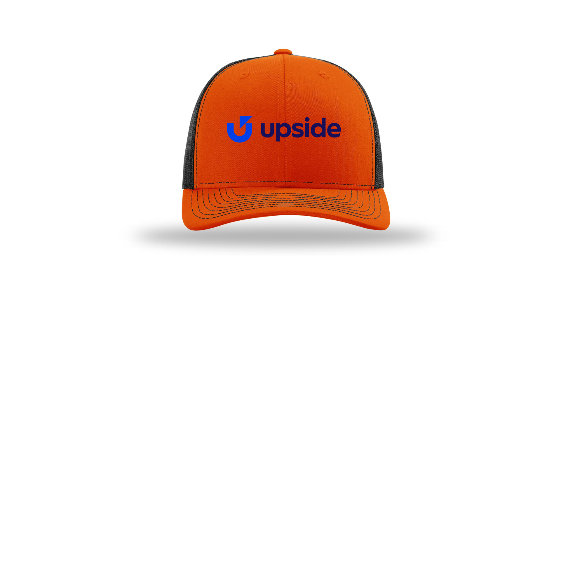 upside-richardson-trucker-cap-embroidery-capfront-R112-orangeblack-flat-front
