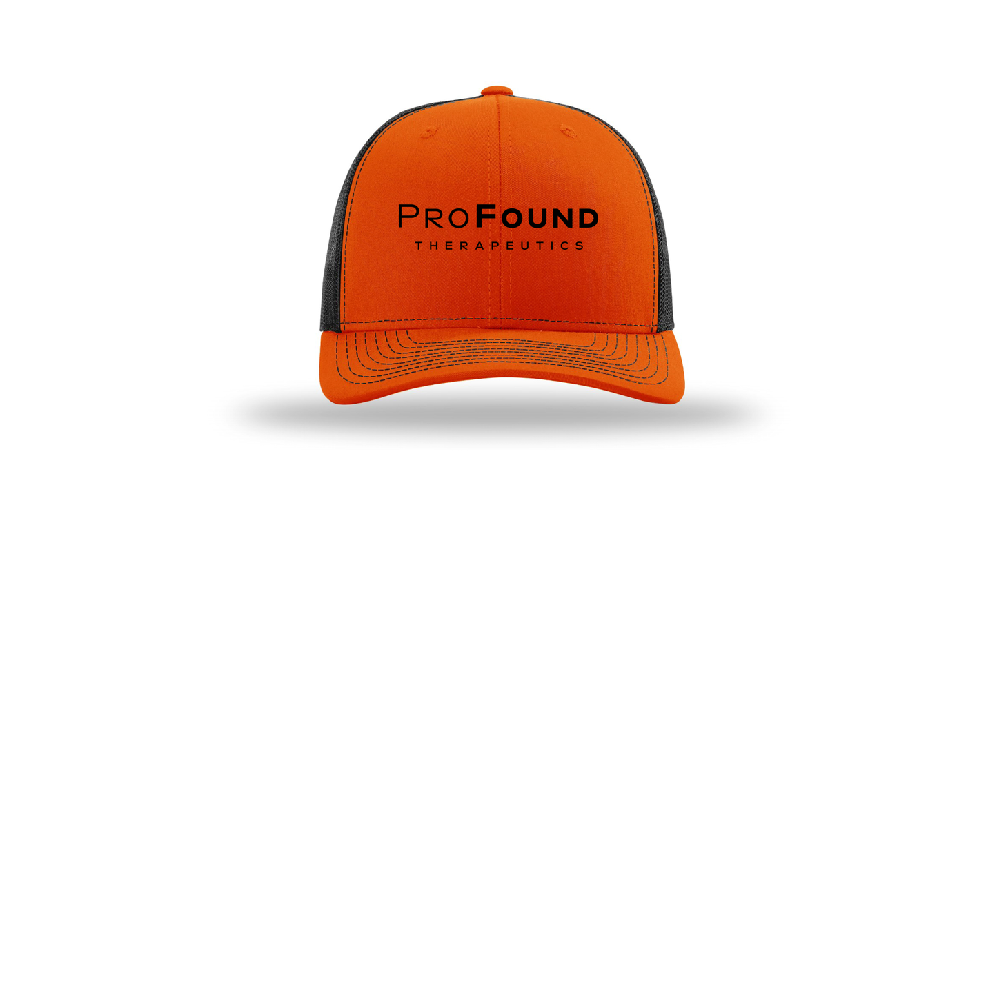 profoundtx-richardson-trucker-cap-embroidery-capfront-R112-orangeblack-flat-front