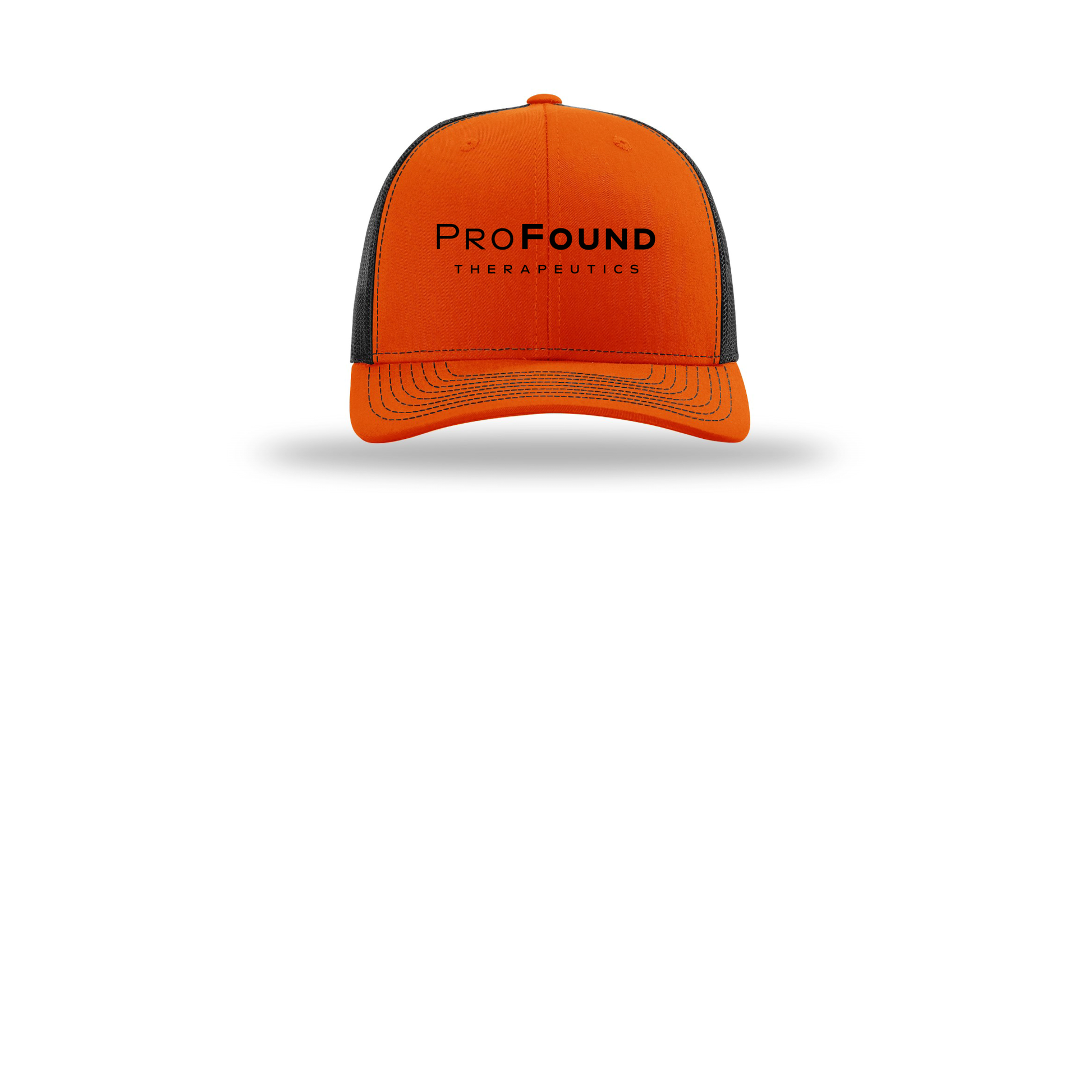 profoundtx-richardson-trucker-cap-embroidery-capfront-R112-orangeblack-flat-front
