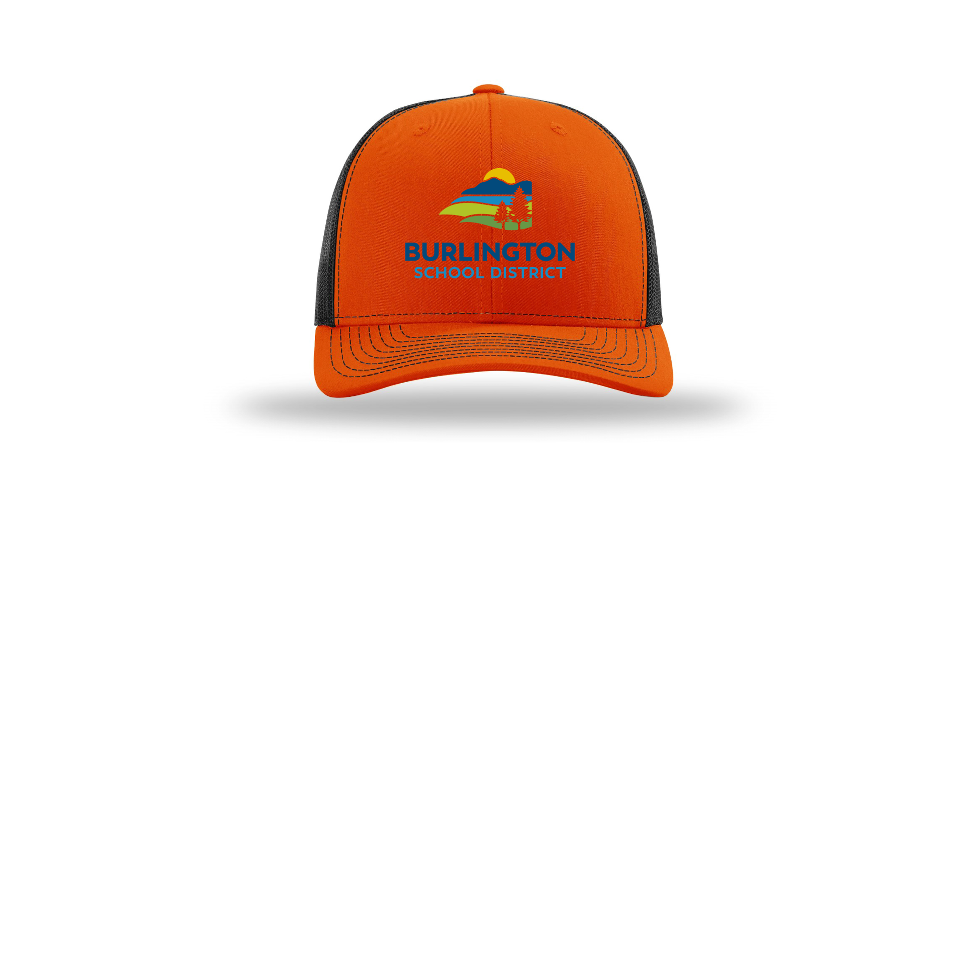 bsdvt-richardson-trucker-cap-embroidery-capfront-R112-orangeblack-flat-front