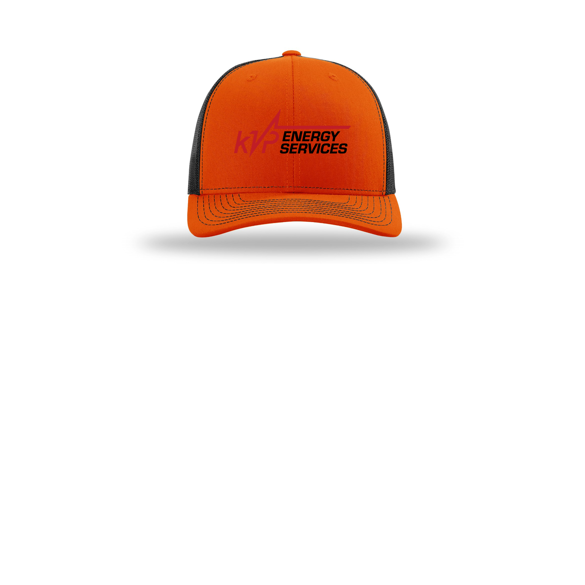 kvpenergy-richardson-trucker-cap-embroidery-capfront-R112-orangeblack-flat-front