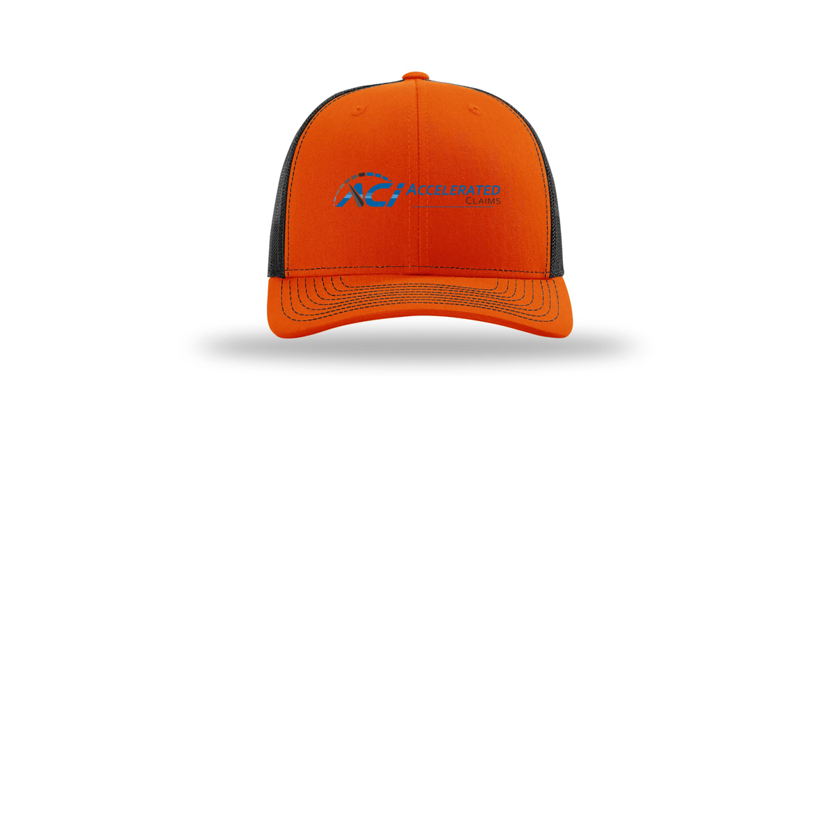 accelclaims-richardson-trucker-cap-embroidery-capfront-R112-orangeblack-flat-front