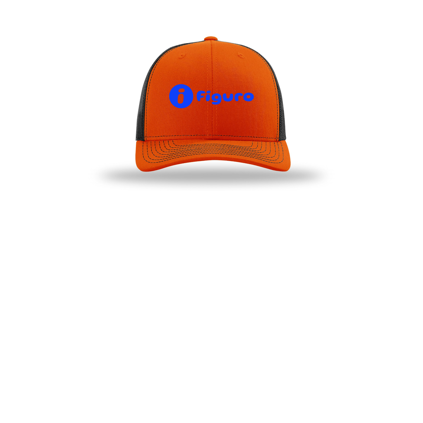 getfiguro-richardson-trucker-cap-embroidery-capfront-R112-orangeblack-flat-front
