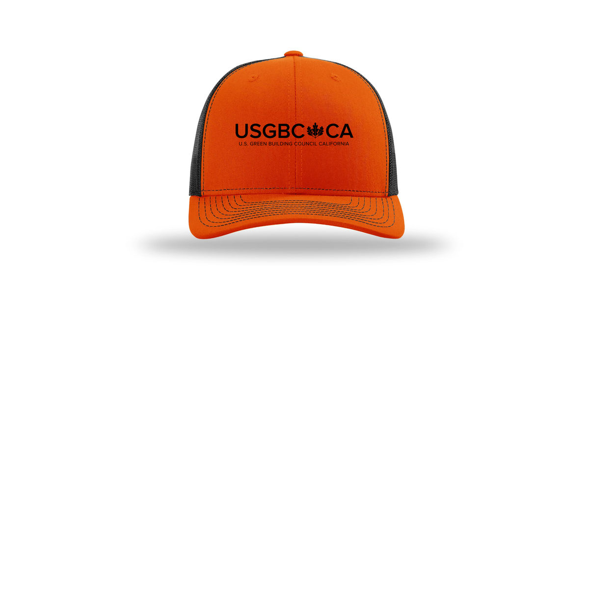 usgbc-ca-richardson-trucker-cap-embroidery-capfront-R112-orangeblack-flat-front