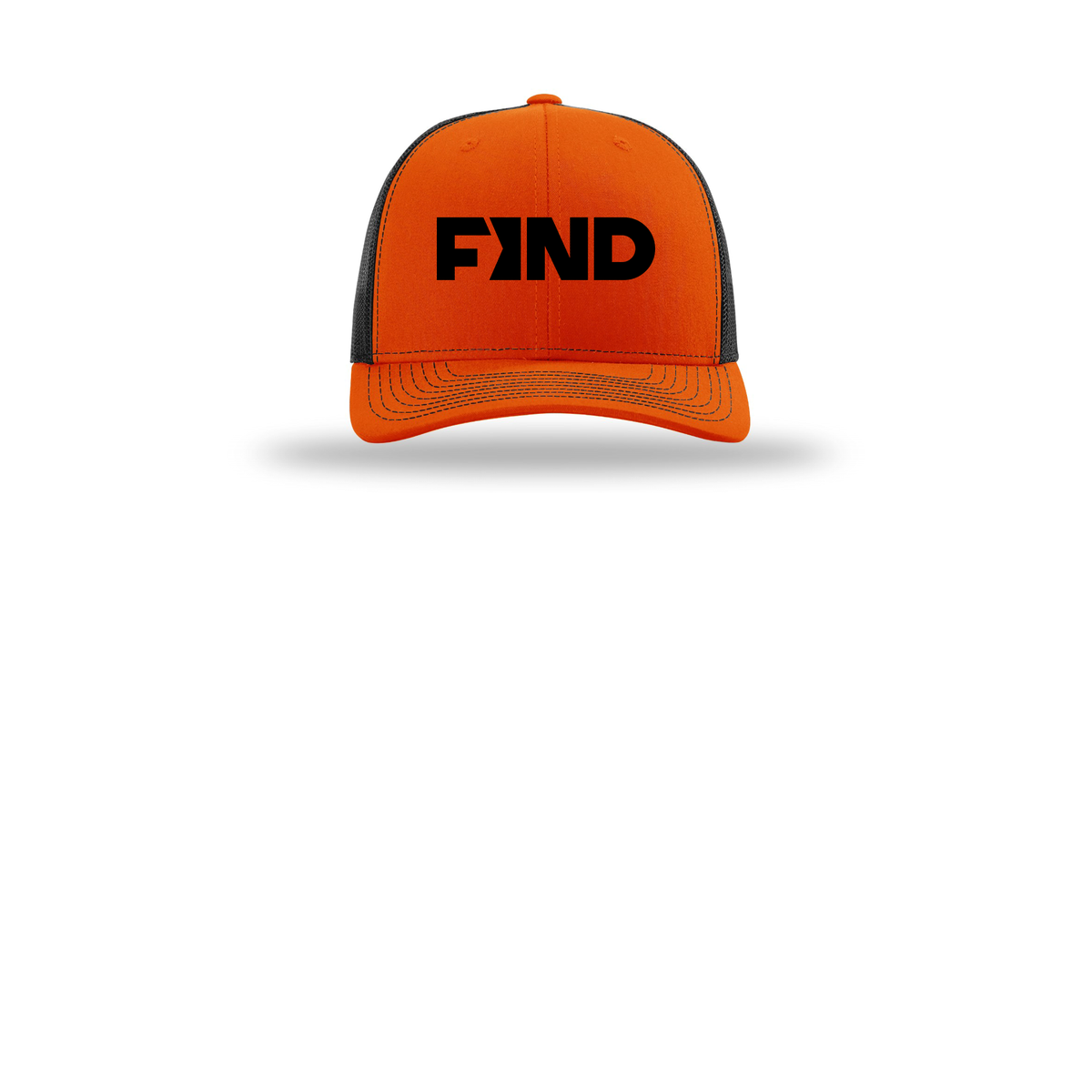findrealestate-richardson-trucker-cap-embroidery-capfront-R112-orangeblack-flat-front