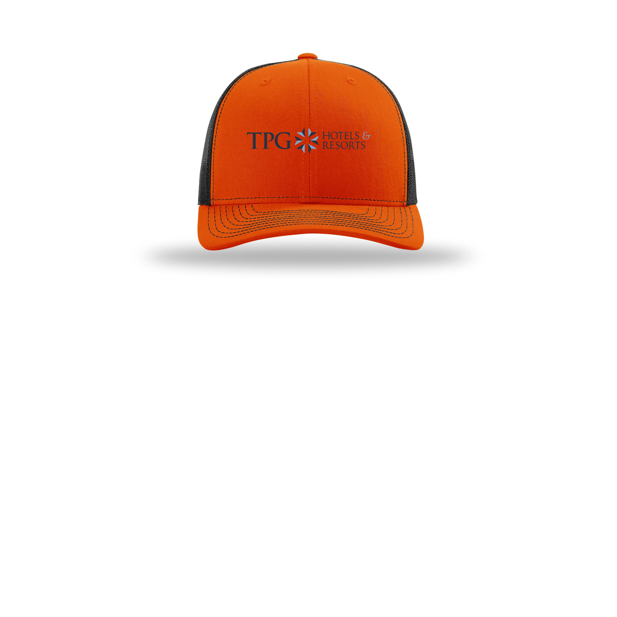 tpghotelsandresorts-richardson-trucker-cap-embroidery-capfront-R112-orangeblack-flat-front