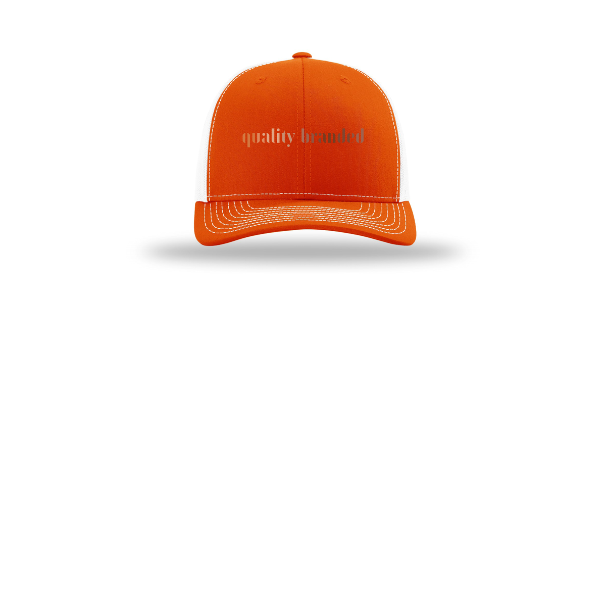 qualitybranded-richardson-trucker-cap-embroidery-capfront-R112-orangewhite-flat-front