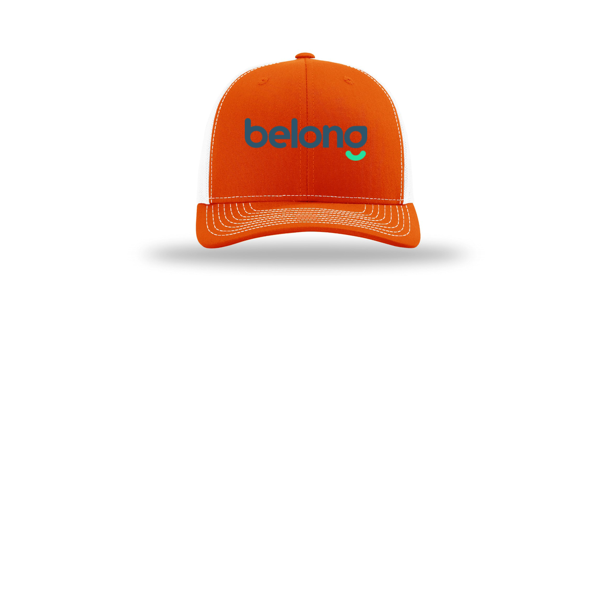 belonghome-richardson-trucker-cap-embroidery-capfront-R112-orangewhite-flat-front