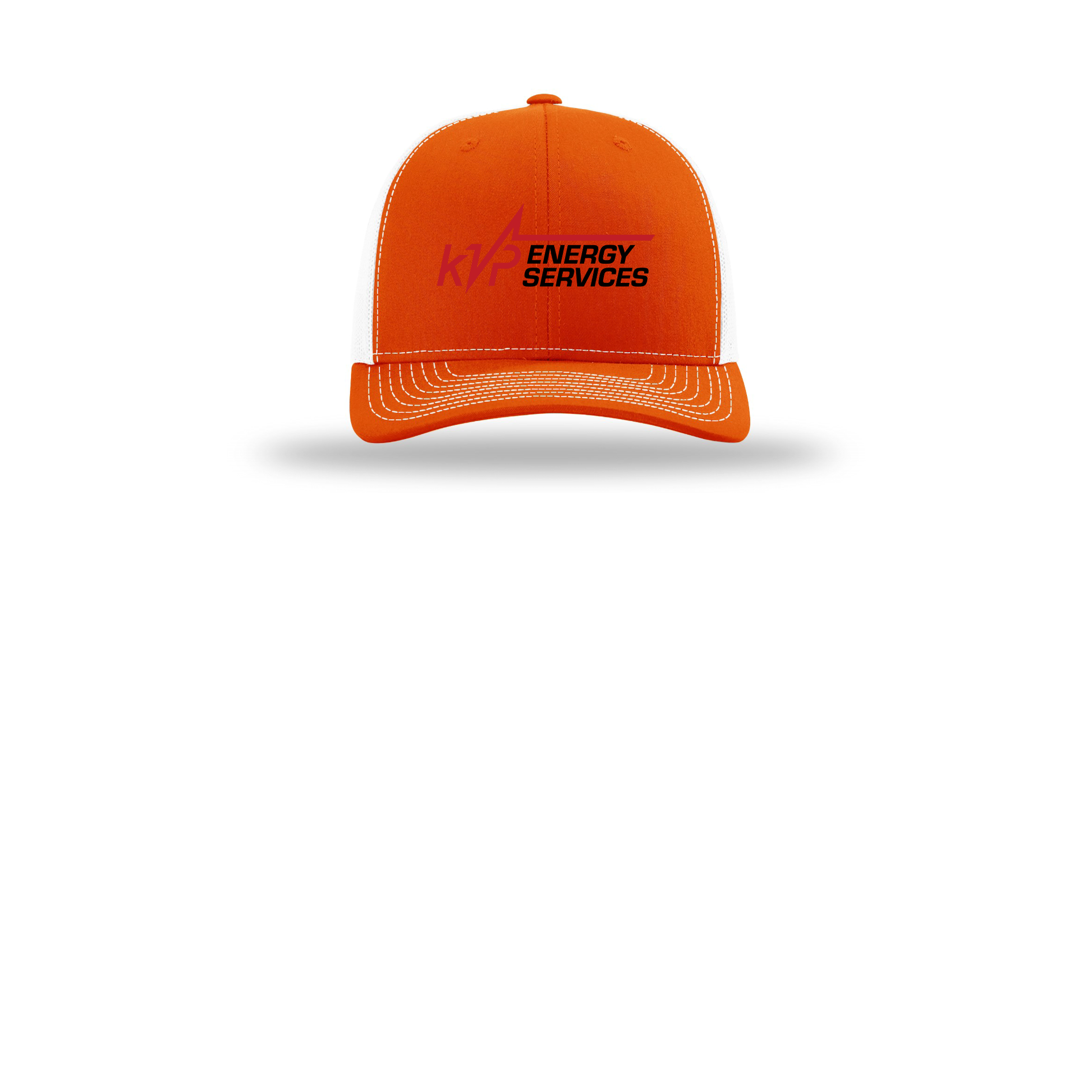 kvpenergy-richardson-trucker-cap-embroidery-capfront-R112-orangewhite-flat-front