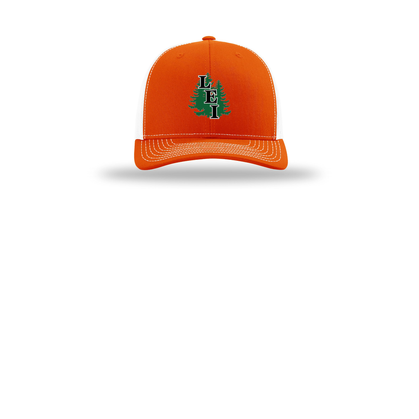 leisite-richardson-trucker-cap-embroidery-capfront-R112-orangewhite-flat-front