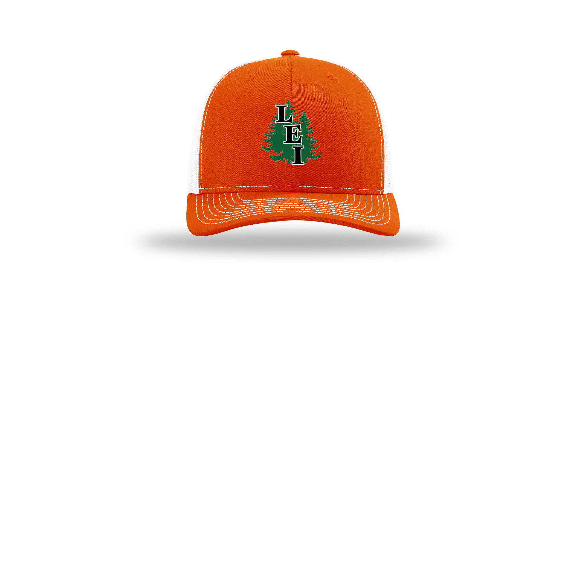 leisite-richardson-trucker-cap-embroidery-capfront-R112-orangewhite-flat-front
