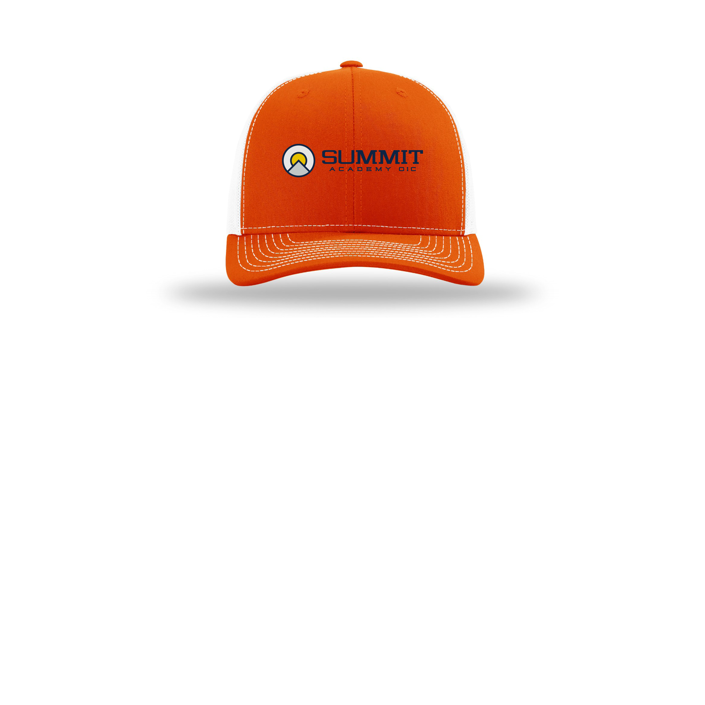 saoic-richardson-trucker-cap-embroidery-capfront-R112-orangewhite-flat-front
