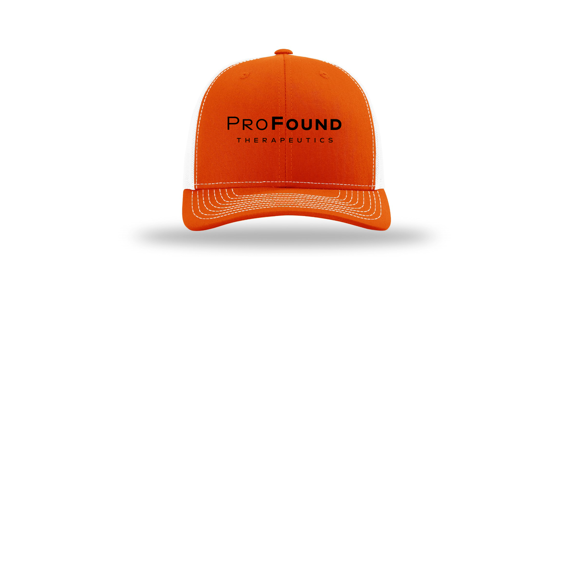 profoundtx-richardson-trucker-cap-embroidery-capfront-R112-orangewhite-flat-front