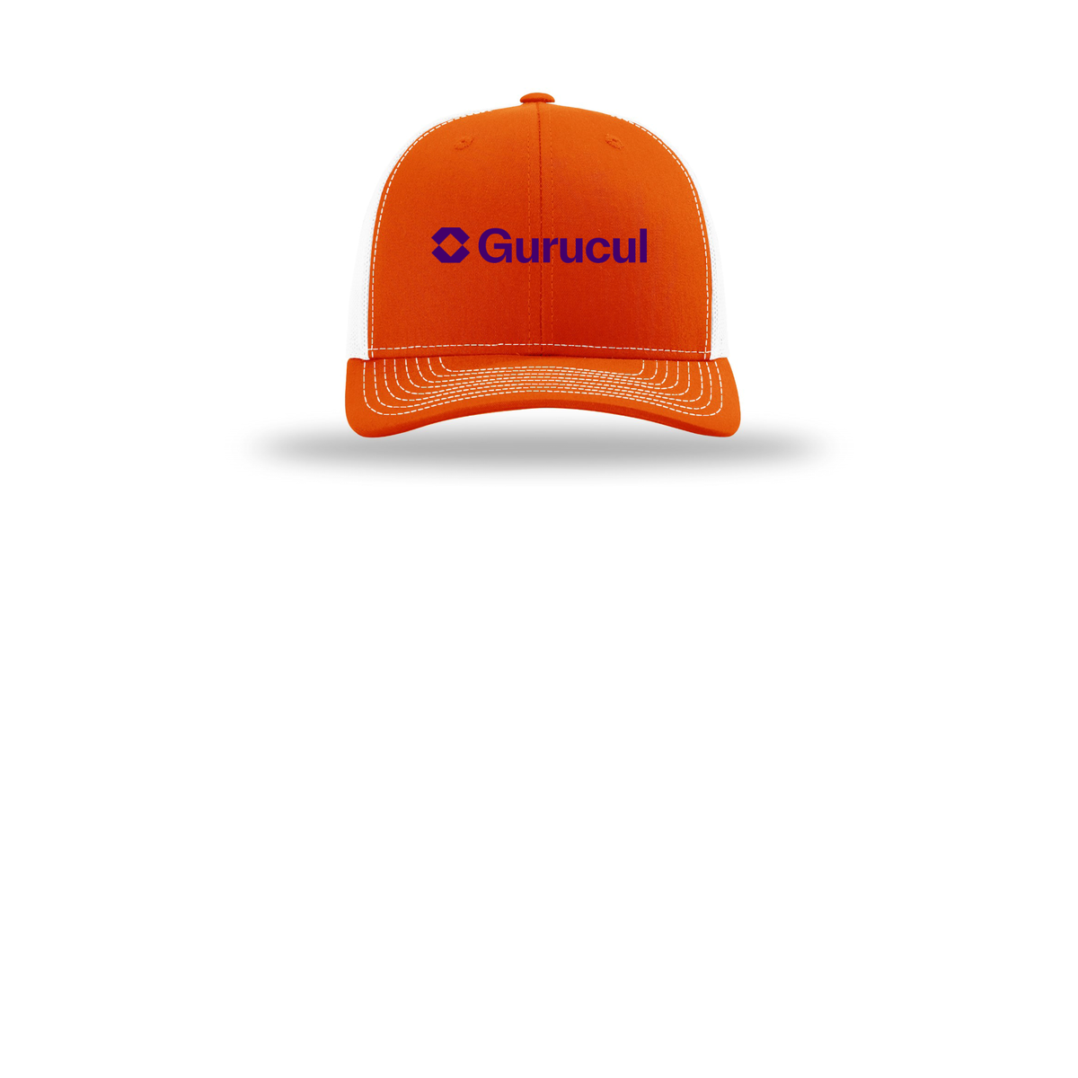 gurucul-richardson-trucker-cap-embroidery-capfront-R112-orangewhite-flat-front