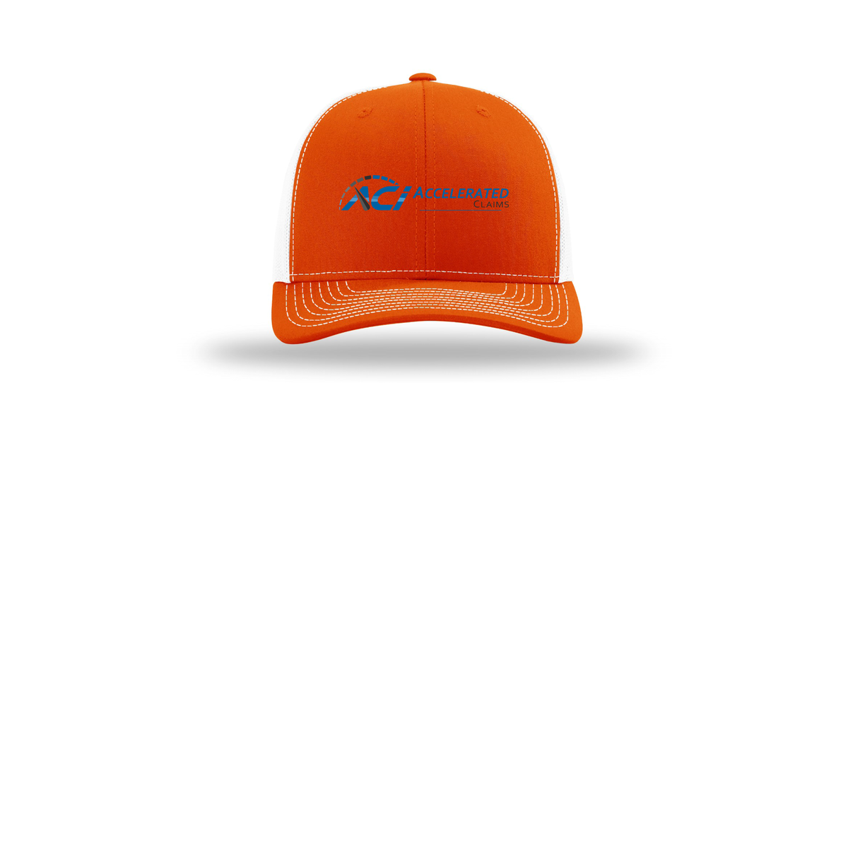 accelclaims-richardson-trucker-cap-embroidery-capfront-R112-orangewhite-flat-front