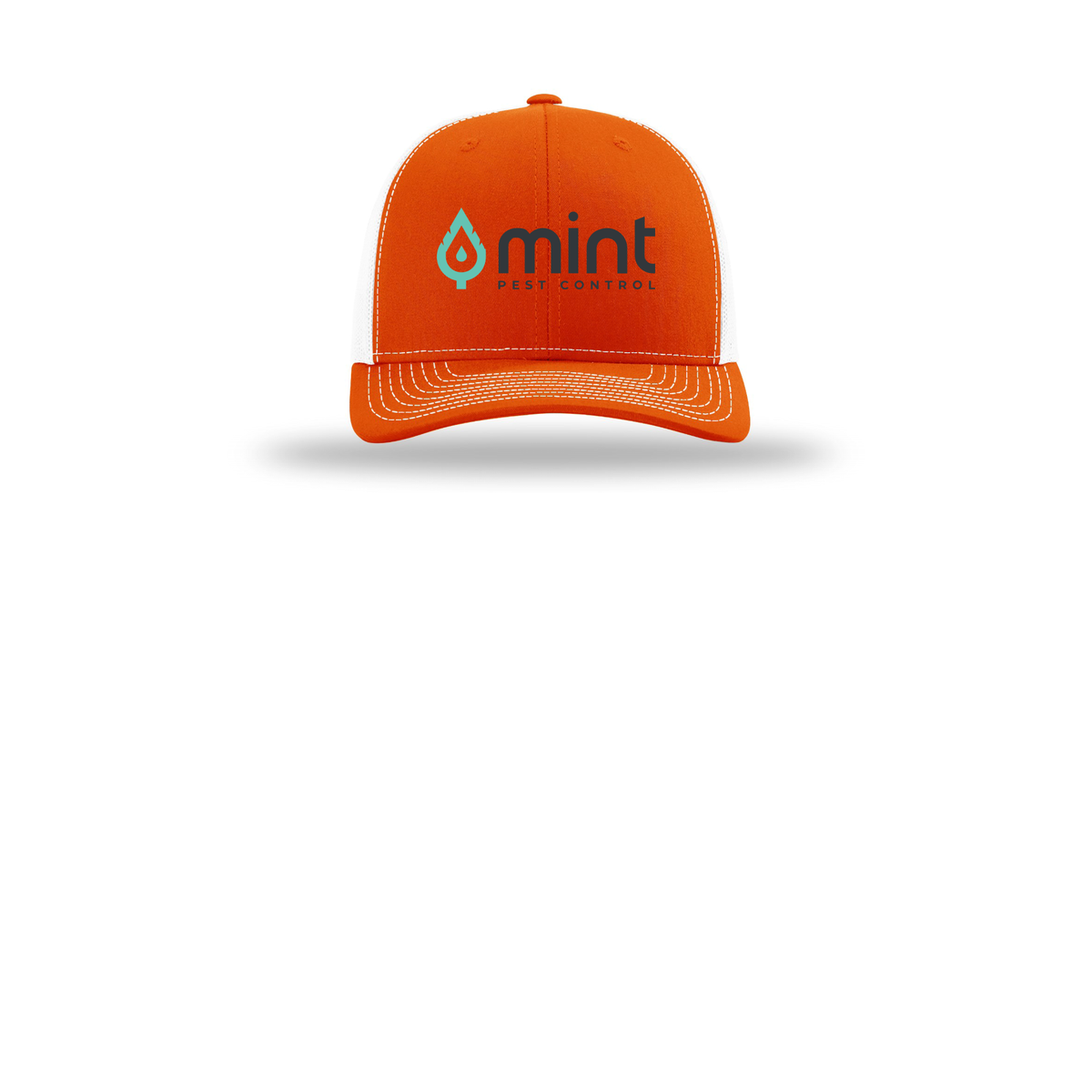 mintpest-richardson-trucker-cap-embroidery-capfront-R112-orangewhite-flat-front