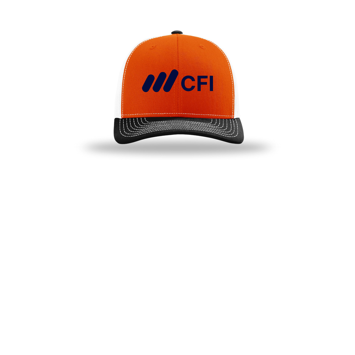 corporatefinanceinstitute-richardson-trucker-cap-embroidery-capfront-R112-orangewhiteblack-flat-front
