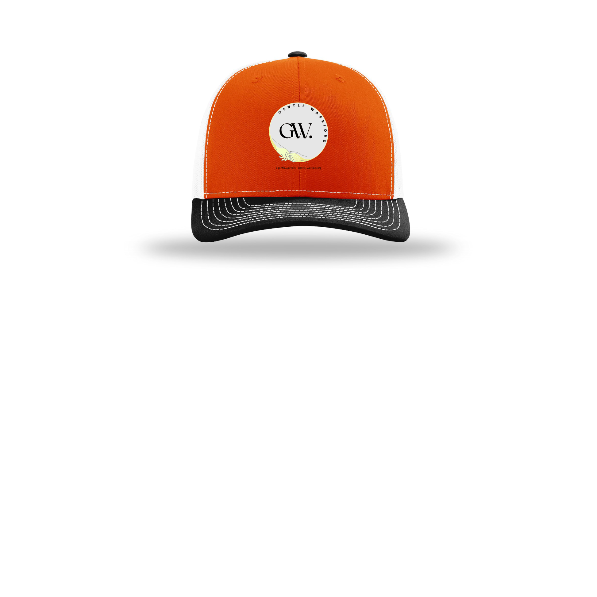 gentle-warriors-richardson-trucker-cap-embroidery-capfront-R112-orangewhiteblack-flat-front