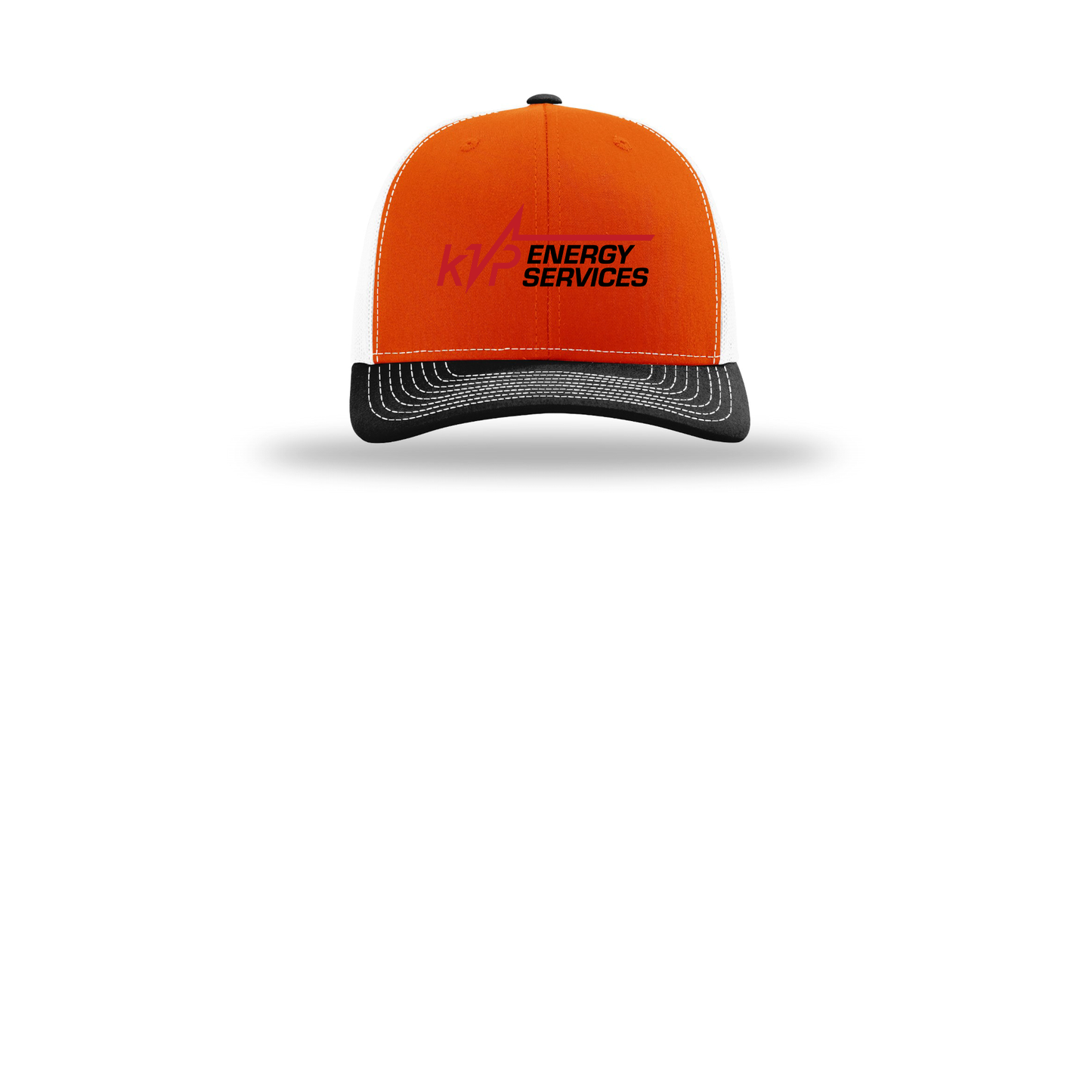 kvpenergy-richardson-trucker-cap-embroidery-capfront-R112-orangewhiteblack-flat-front