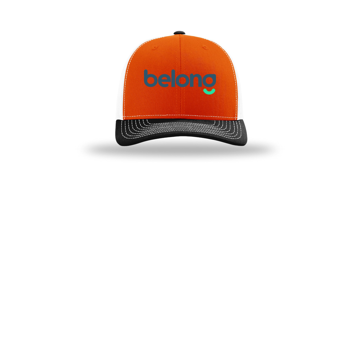 belonghome-richardson-trucker-cap-embroidery-capfront-R112-orangewhiteblack-flat-front