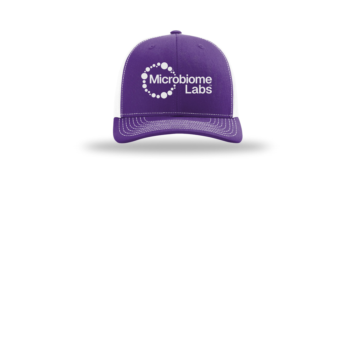 microbiomelabs-richardson-trucker-cap-embroidery-capfront-R112-purplewhite-flat-front