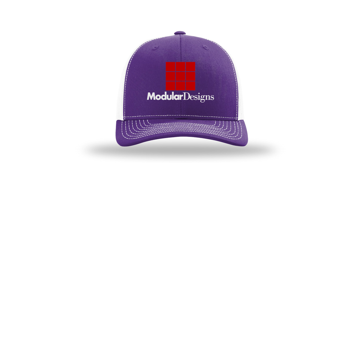 modulardesignsflooring-richardson-trucker-cap-embroidery-capfront-R112-purplewhite-flat-front