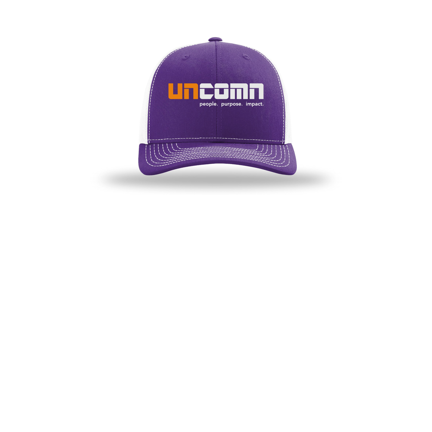 uncomn-richardson-trucker-cap-embroidery-capfront-R112-purplewhite-flat-front