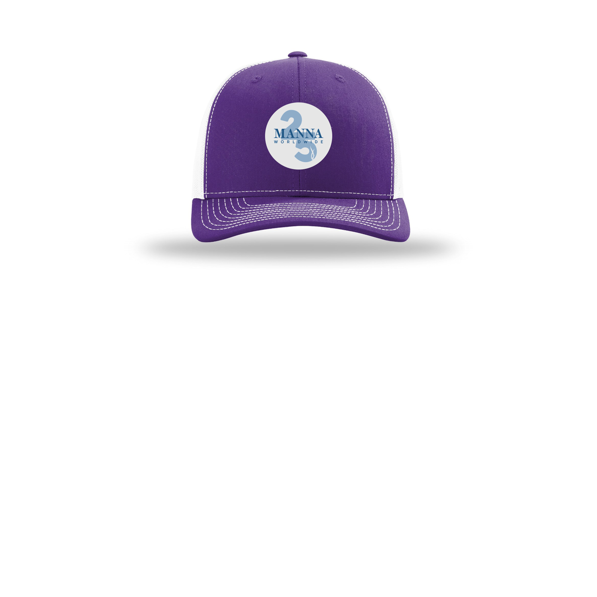 mannaworldwide-richardson-trucker-cap-embroidery-capfront-R112-purplewhite-flat-front