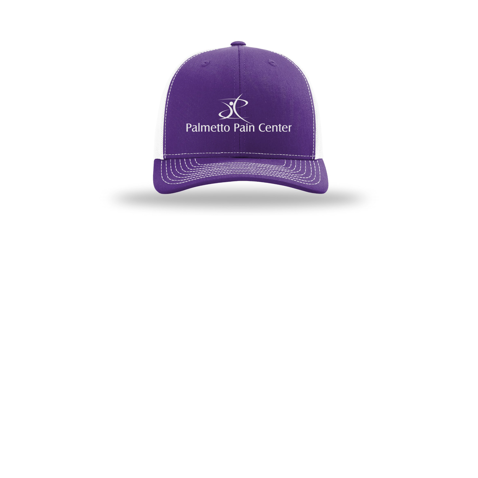 palmetto-pain-center-richardson-trucker-cap-embroidery-capfront-R112-purplewhite-flat-front