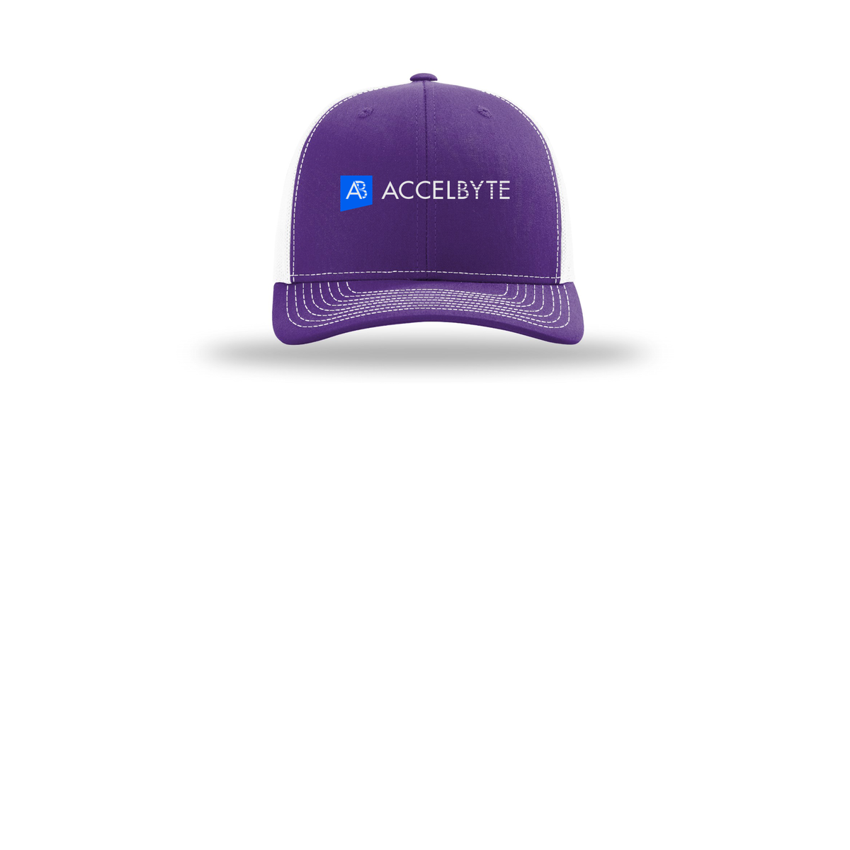 accelbyte-richardson-trucker-cap-embroidery-capfront-R112-purplewhite-flat-front