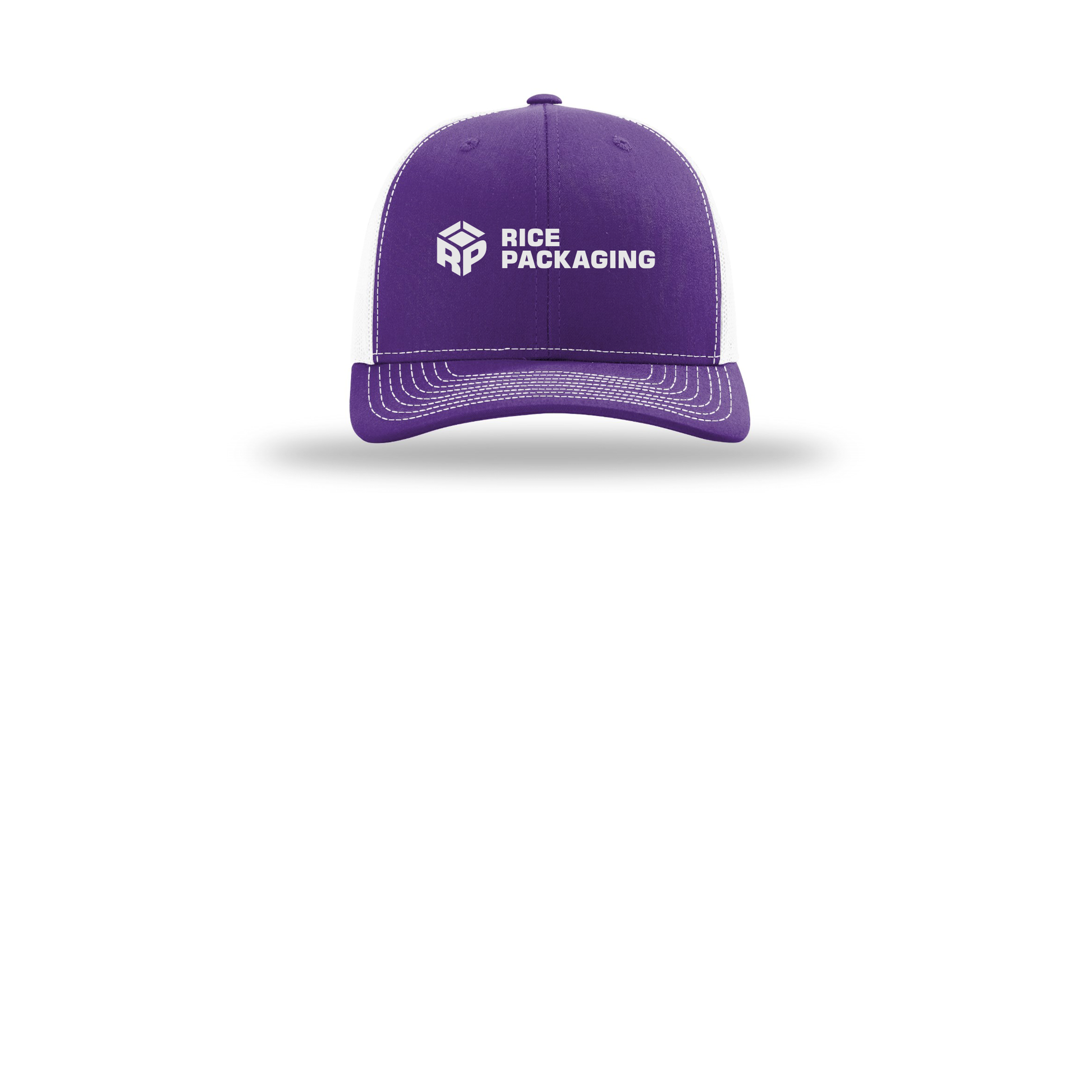 ricepackaging-richardson-trucker-cap-embroidery-capfront-R112-purplewhite-flat-front