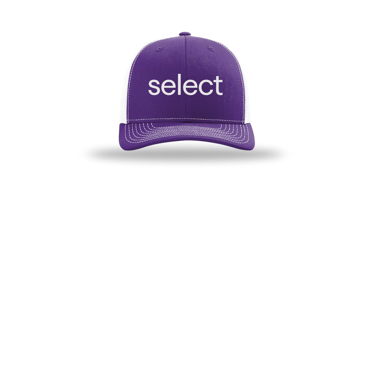 meetselect-richardson-trucker-cap-embroidery-capfront-R112-purplewhite-flat-front