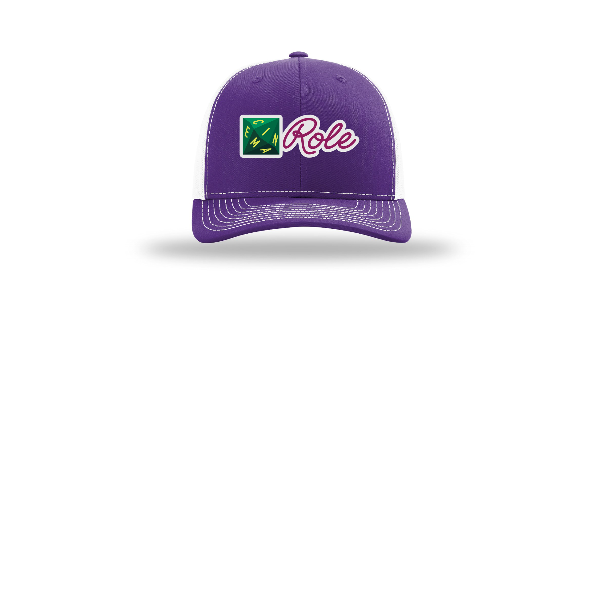 cinemarole-richardson-trucker-cap-embroidery-capfront-R112-purplewhite-flat-front