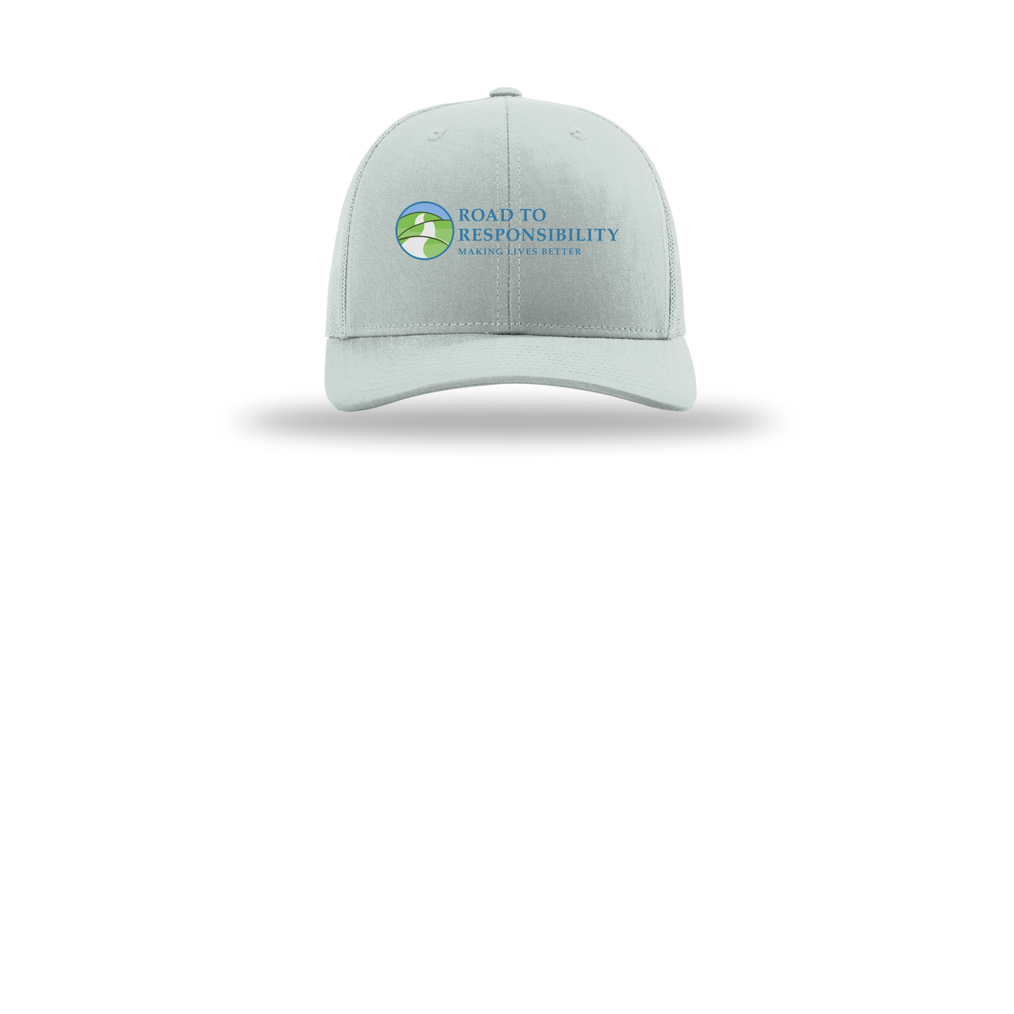 roadtoresponsibility-richardson-trucker-cap-embroidery-capfront-R112-quarry-flat-front