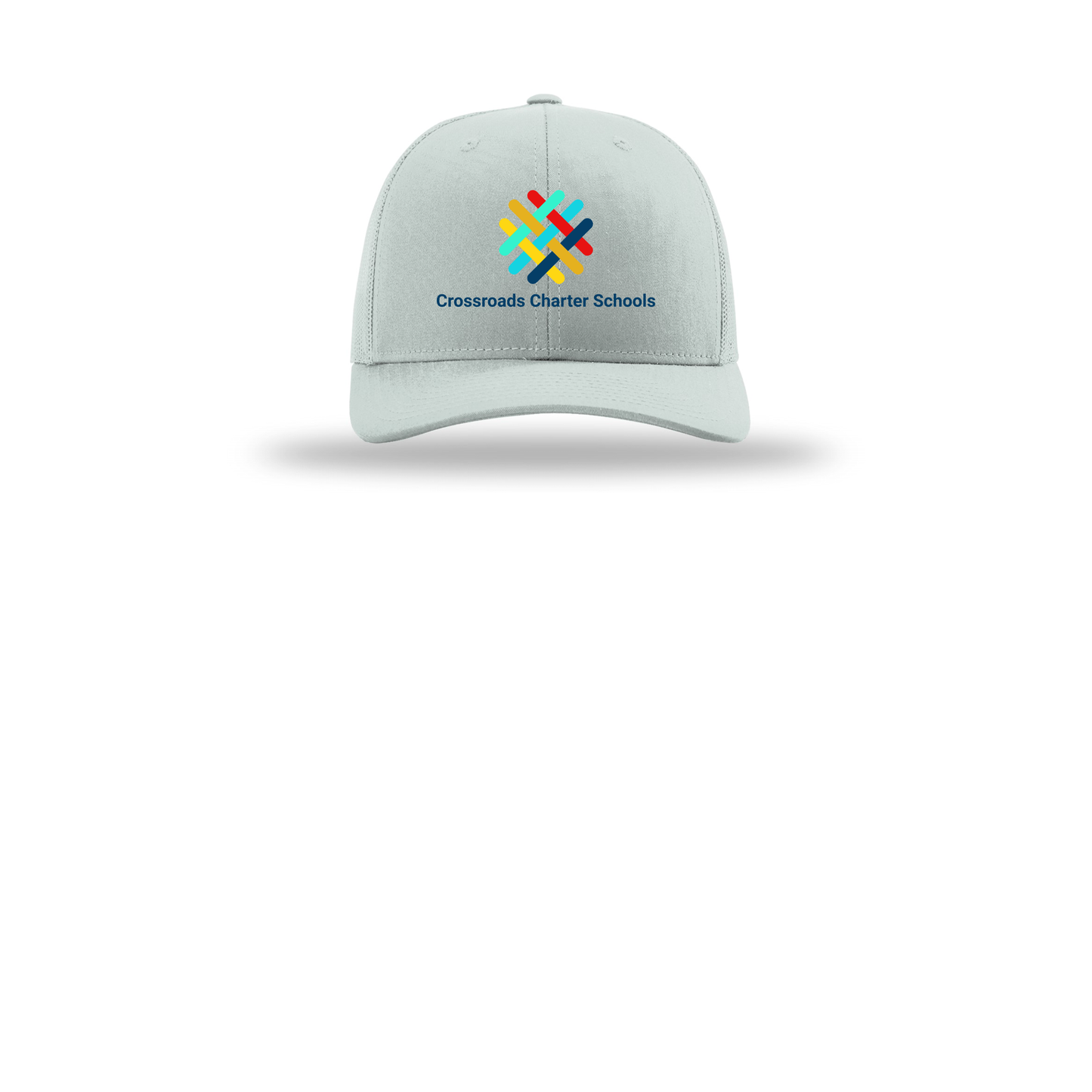 crossroadsschoolskc-richardson-trucker-cap-embroidery-capfront-R112-quarry-flat-front